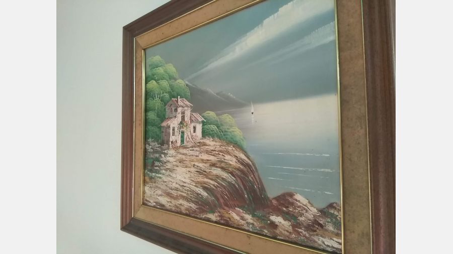 Quadro Tela antiga pintada á mão 