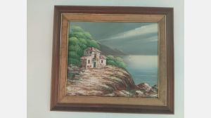 Quadro Tela antiga pintada á mão 