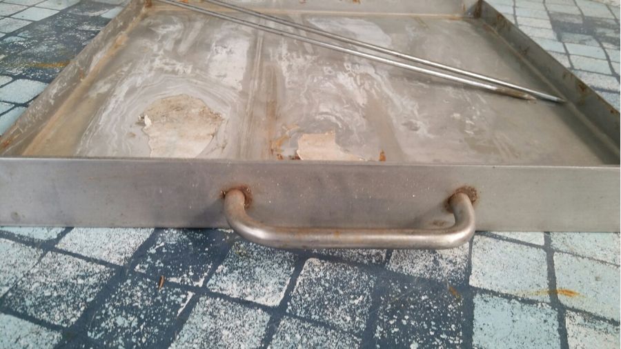 Gaveta em inox de churrrasqueira