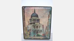 Caixa lata metálica vintage anos 40 Catedral St. Paulo