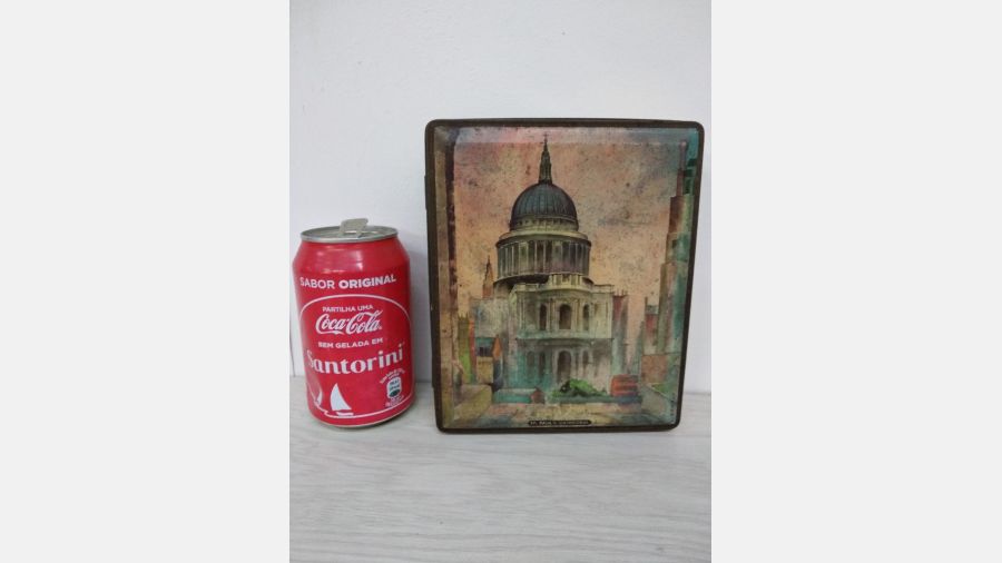 Caixa lata metálica vintage anos 40 Catedral St. Paulo