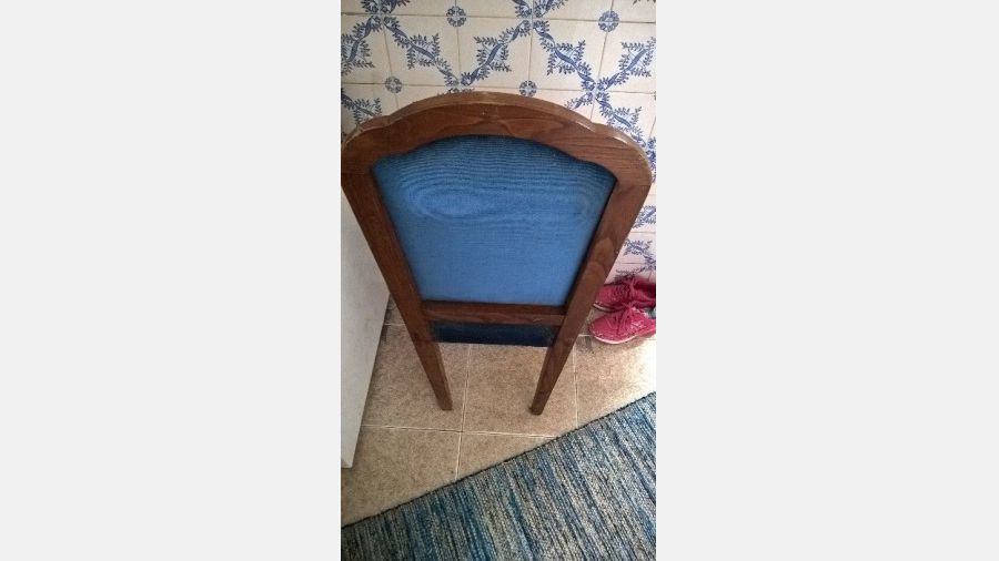 Cadeira Vintage em madeira Tecido Azul