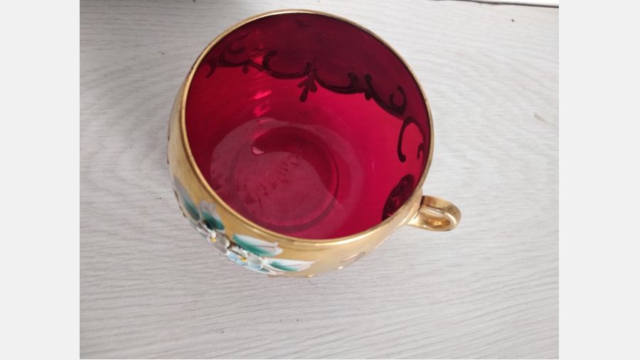 Conjunto de 2 peças em vidro pintadas à mão