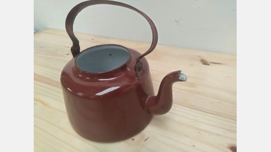 Chaleira Bule Esmaltado Castanho Vintage anos 60