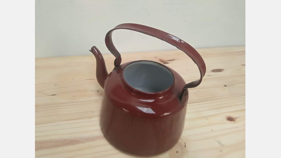 Chaleira Bule Esmaltado Castanho Vintage anos 60